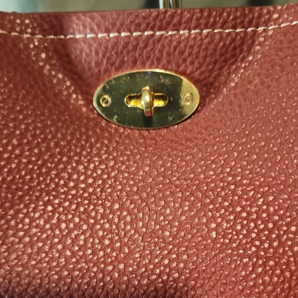 BCBG Dk Red NWOT Leather Tote with Gold Accents - Picture 6 of 11